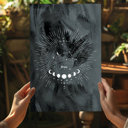 Charcoal Gemini Constellation Moon Aluminum Print