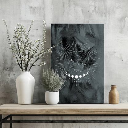 Charcoal Gemini Constellation Moon Aluminum Print