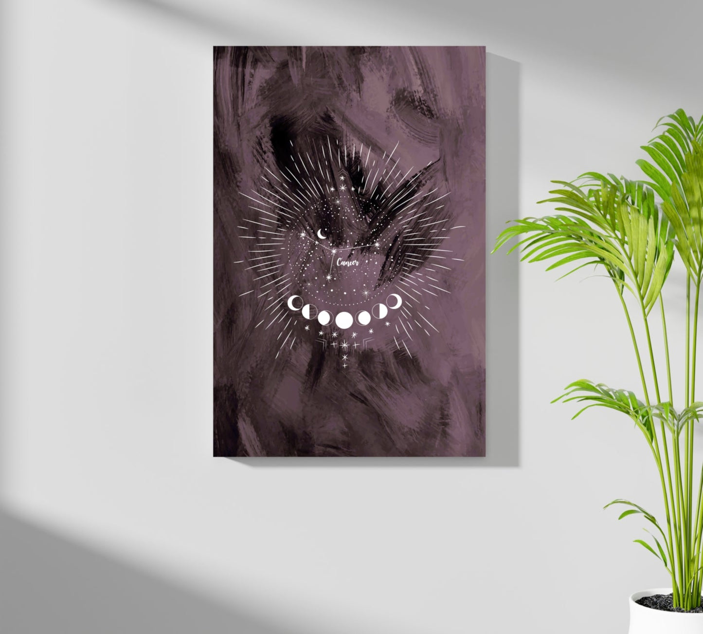 Plum Cancer Constellation Moon Phases Aluminum Print