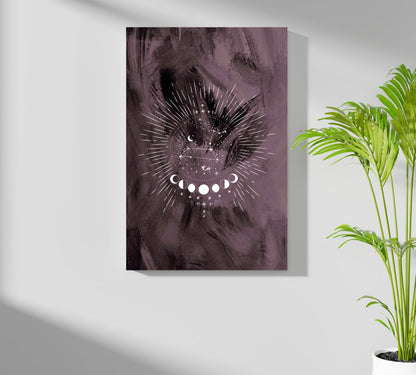 Plum Leo Constellation Moon Phases Aluminum Print