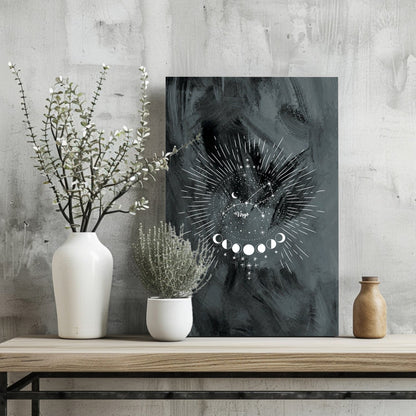 Charcoal Virgo Constellation Moon Aluminum Print