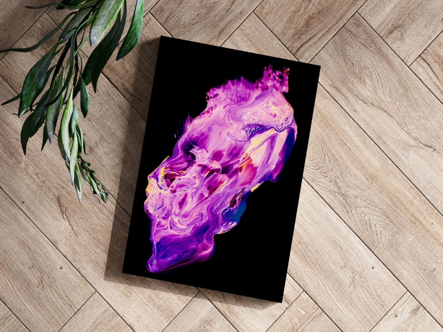 Purple Magenta Fluid Pour Aluminum Print