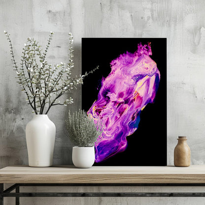 Purple Magenta Fluid Pour Aluminum Print