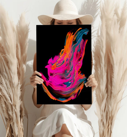 Neon Pink Paint Splash Aluminum Print