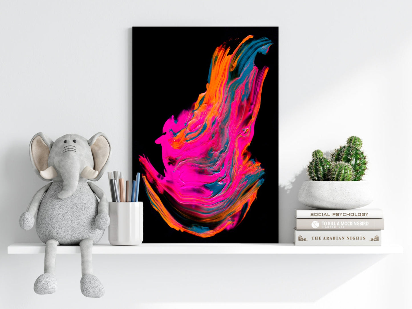 Neon Pink Paint Splash Aluminum Print