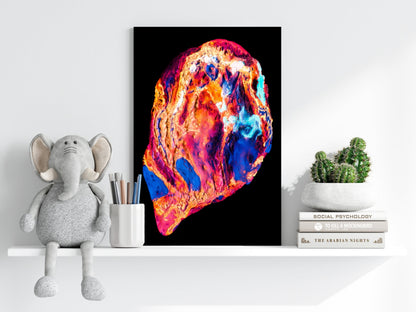 Molten Fire and Blue Abstract Aluminum Print