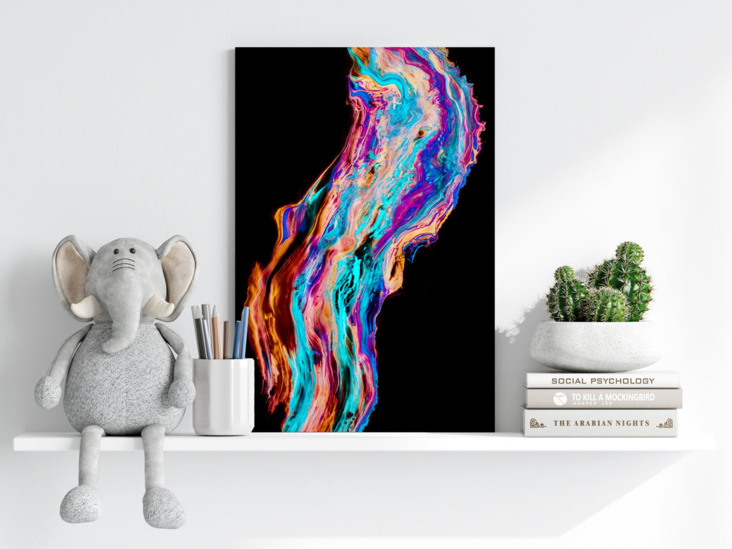 Iridescent Paint Stream Aluminum Print