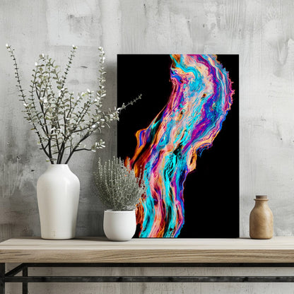 Iridescent Paint Stream Aluminum Print