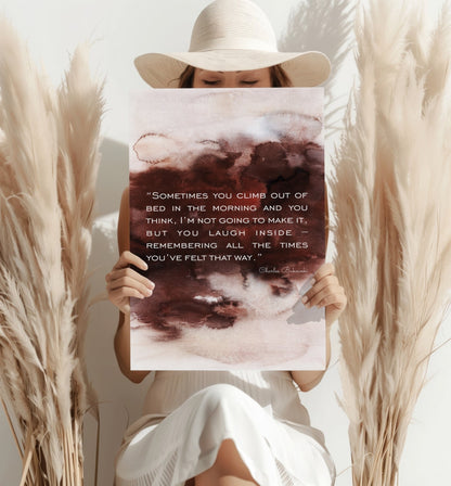 Rust Watercolor Wash Morning Quote Aluminum Print