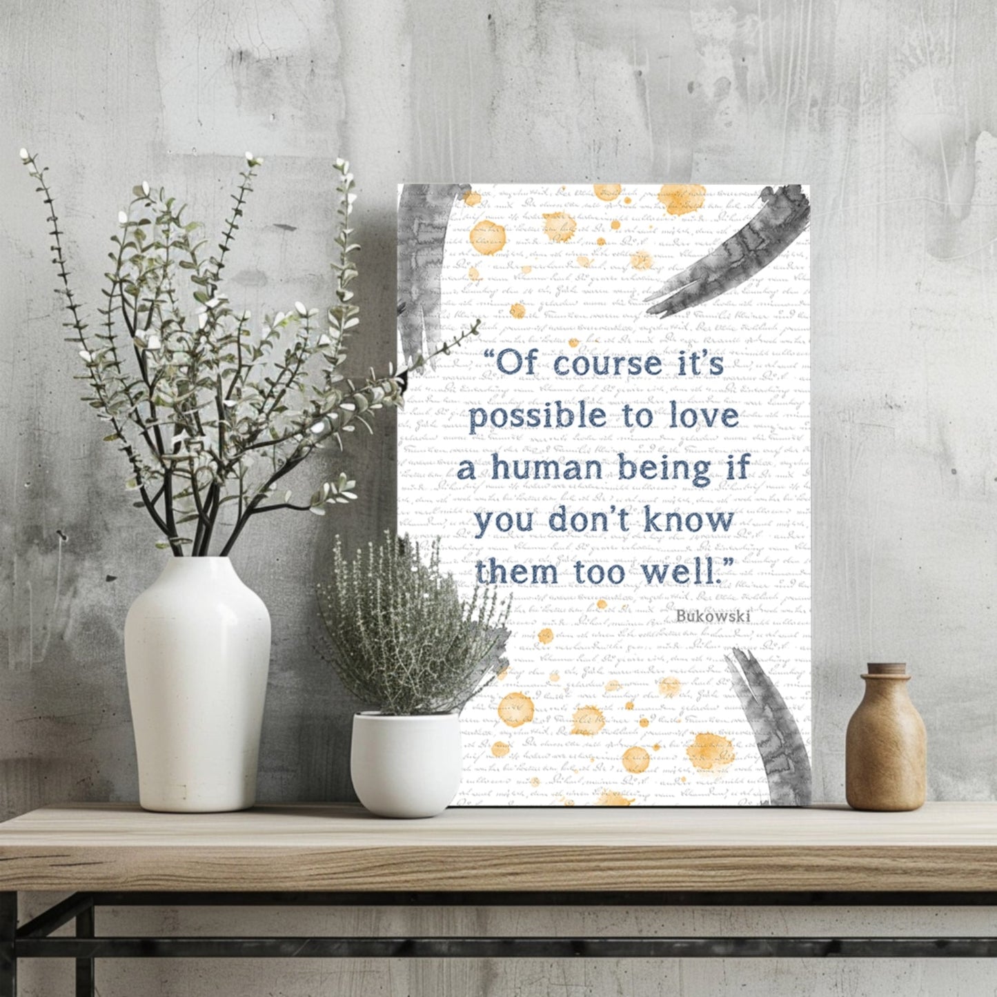Navy Quote Gold Splash Handwriting Script Aluminum Print