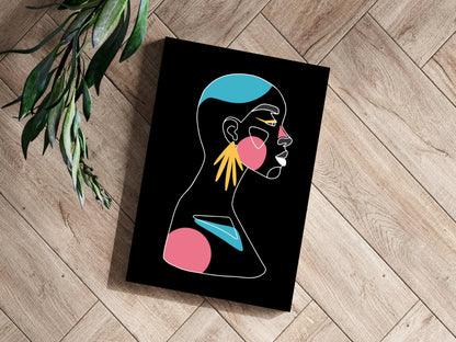 Fan Earring Pink Circles Line Art Woman Aluminum Print