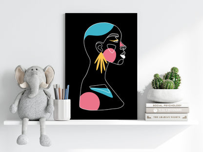 Fan Earring Pink Circles Line Art Woman Aluminum Print