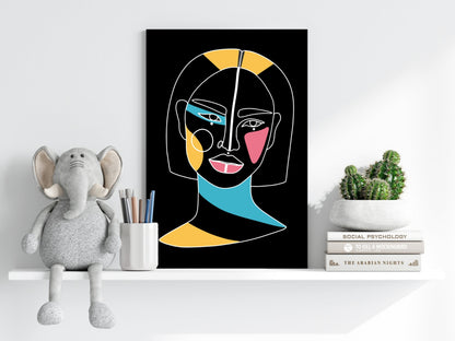 Bob Haircut Line Portrait Aluminum Print