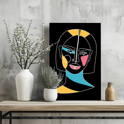 Bob Haircut Line Portrait Aluminum Print
