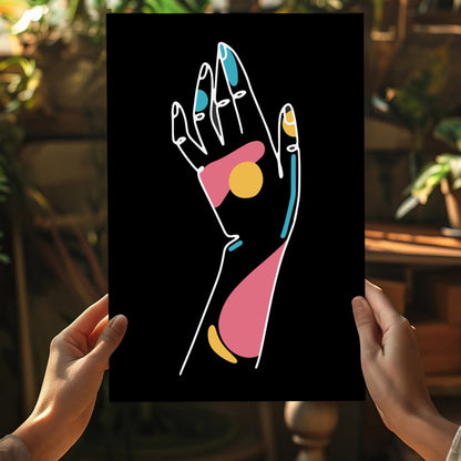 Raised Hand Colored Nails Line Aluminum Print