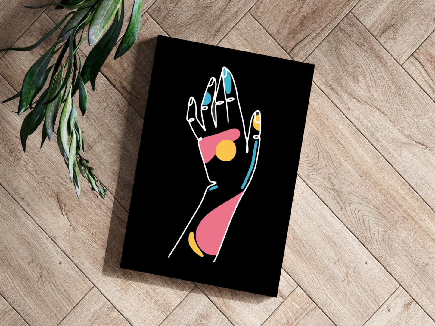 Raised Hand Colored Nails Line Aluminum Print