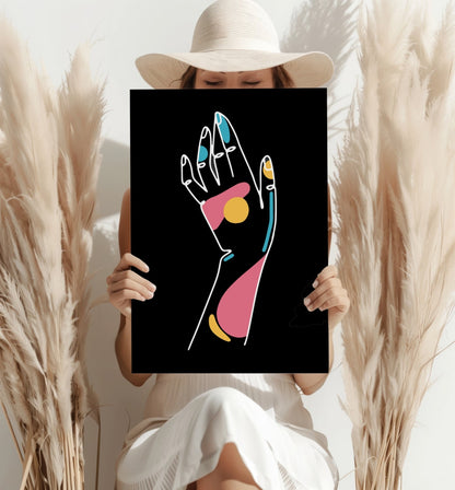 Raised Hand Colored Nails Line Aluminum Print