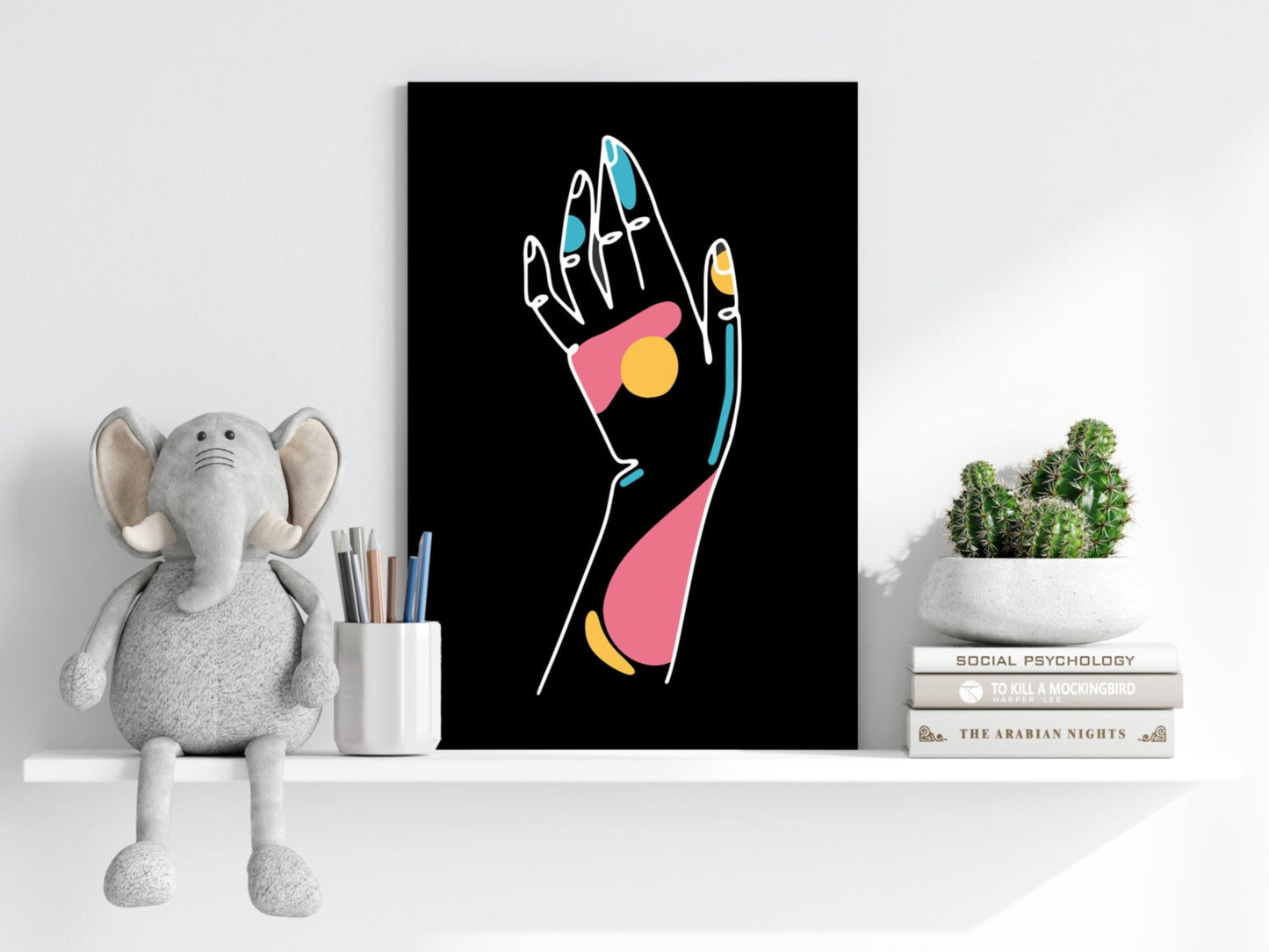 Raised Hand Colored Nails Line Aluminum Print