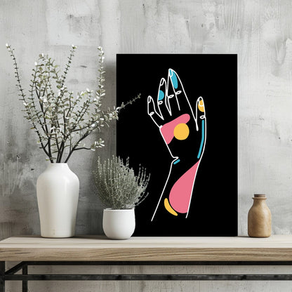 Raised Hand Colored Nails Line Aluminum Print