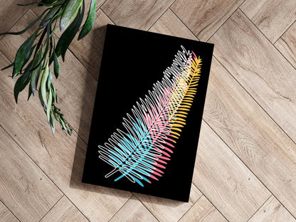 Neon Gradient Scribble Fern Aluminum Print