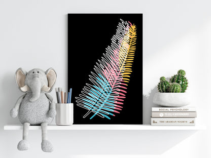 Neon Gradient Scribble Fern Aluminum Print