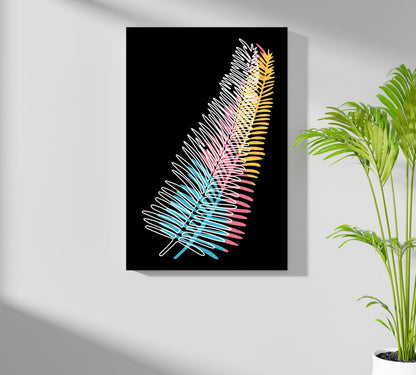 Neon Gradient Scribble Fern Aluminum Print