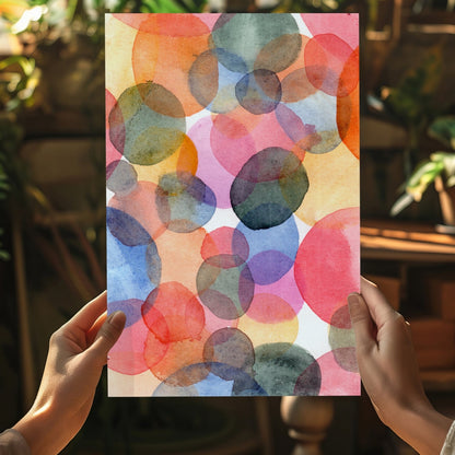 Watercolor Bubbles Multicolor Aluminum Print