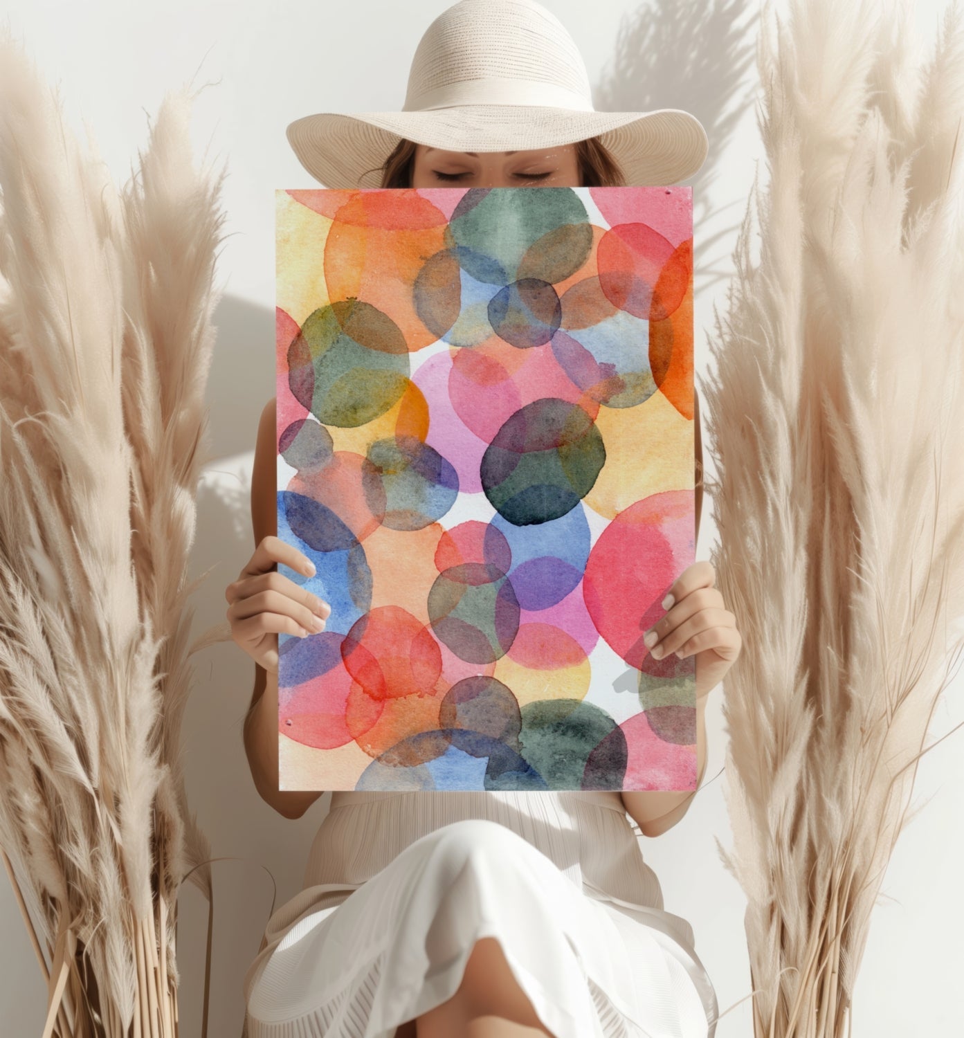 Watercolor Bubbles Multicolor Aluminum Print