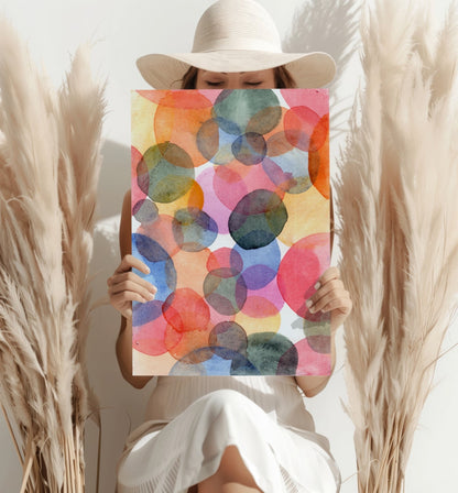 Watercolor Bubbles Multicolor Aluminum Print