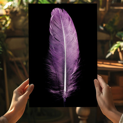 Soft Lilac Purple Feather On Black Aluminum Print