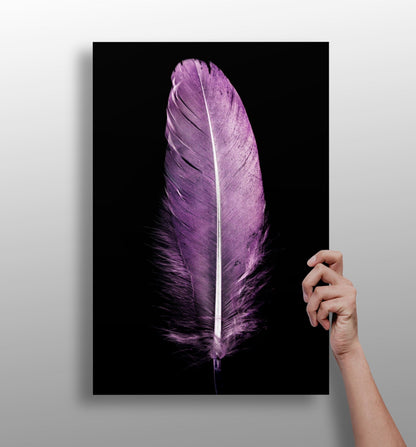 Soft Lilac Purple Feather On Black Aluminum Print