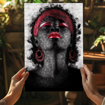 Red Headwrap Watercolor Aluminum Print