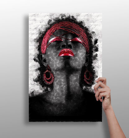 Red Headwrap Watercolor Aluminum Print