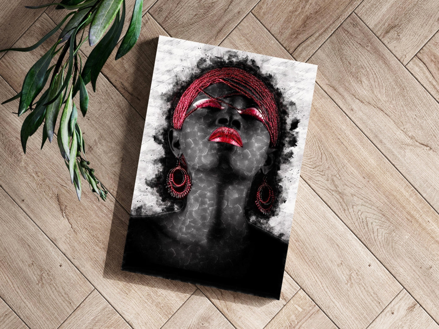 Red Headwrap Watercolor Aluminum Print