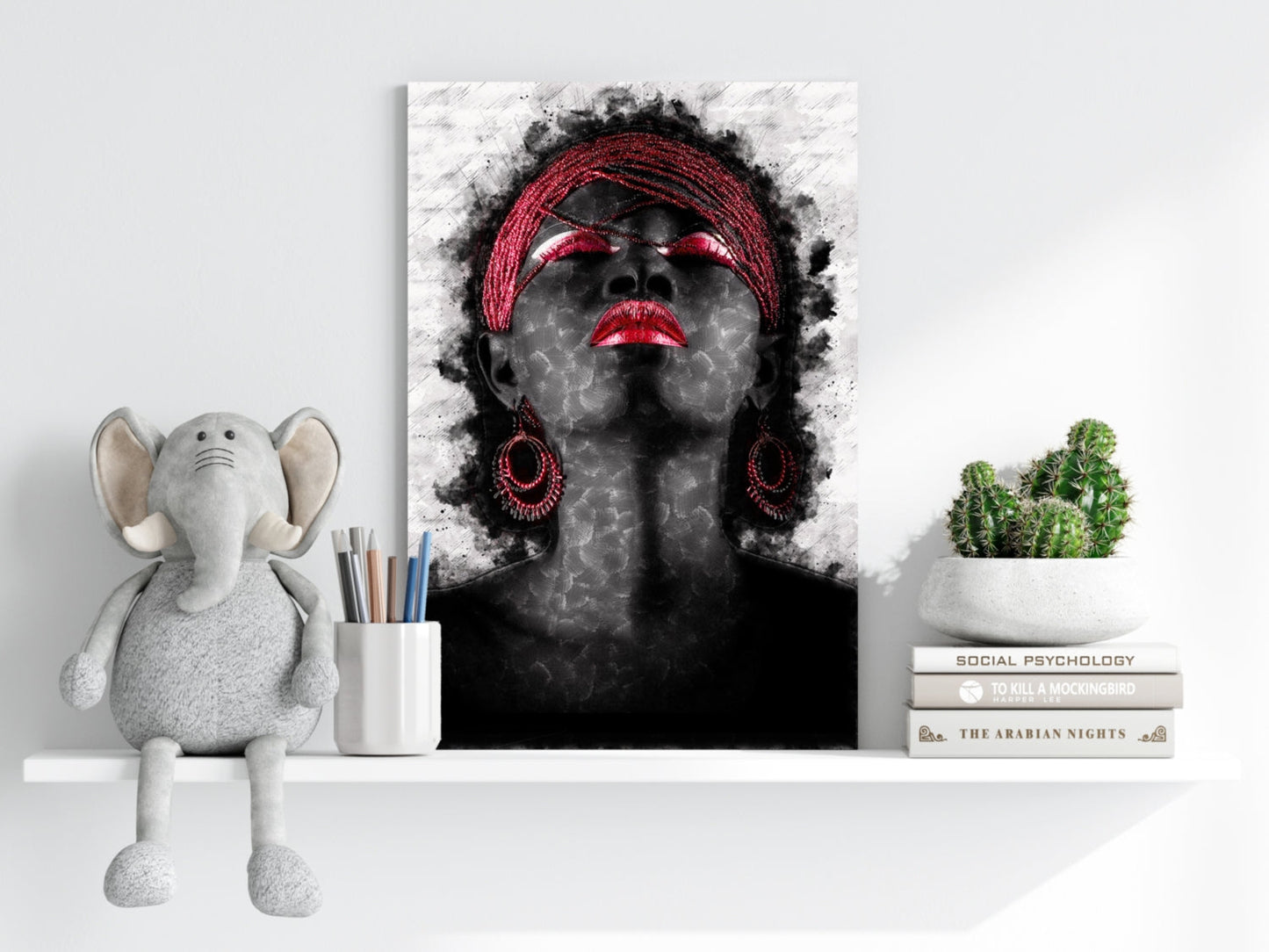 Red Headwrap Watercolor Aluminum Print