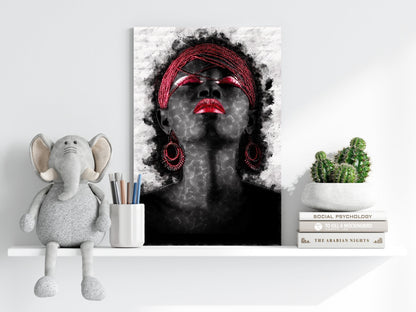 Red Headwrap Watercolor Aluminum Print