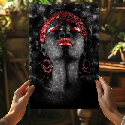 Red Turban Smoky Woman Aluminum Print