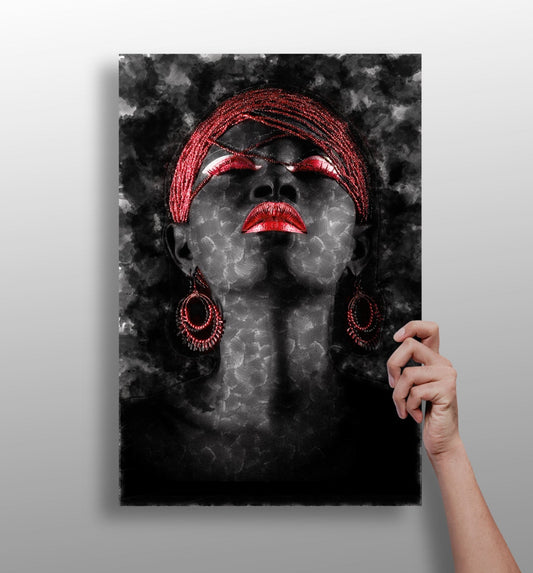 Red Turban Smoky Woman Aluminum Print