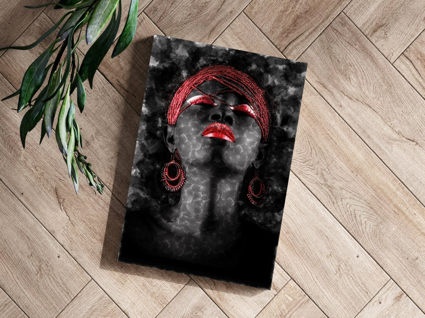 Red Turban Smoky Woman Aluminum Print