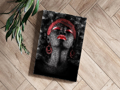 Red Turban Smoky Woman Aluminum Print