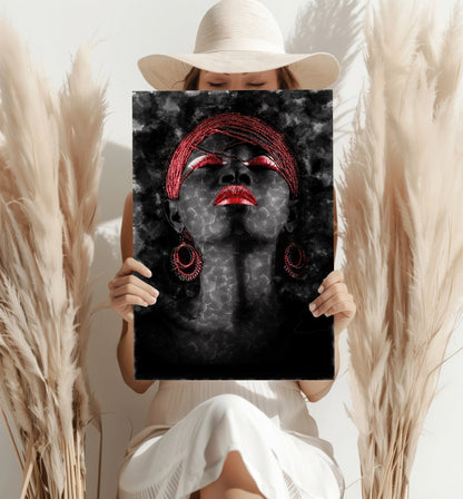 Red Turban Smoky Woman Aluminum Print
