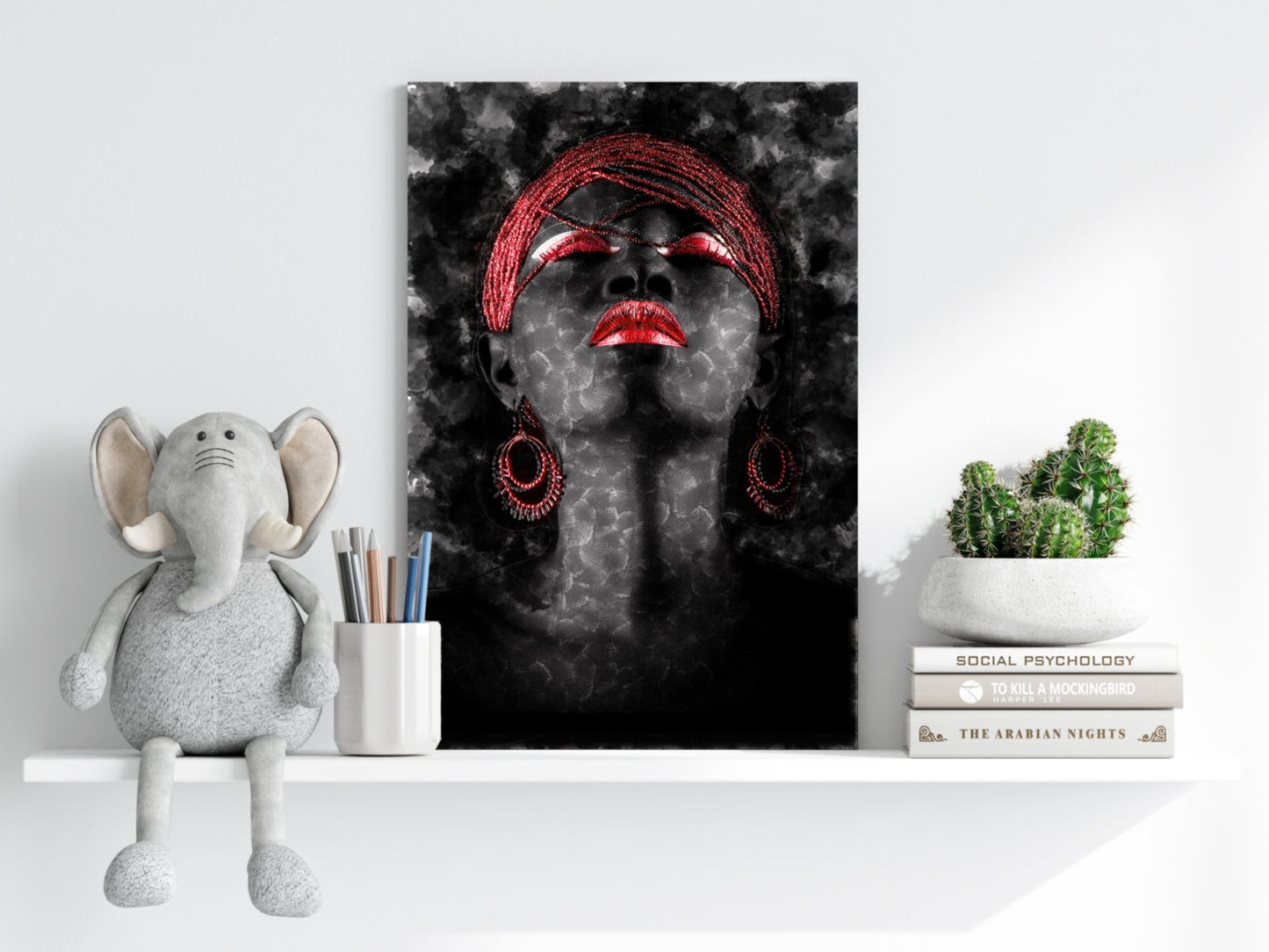 Red Turban Smoky Woman Aluminum Print