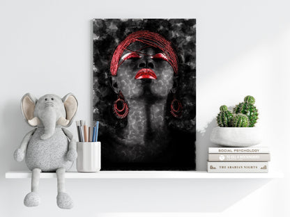 Red Turban Smoky Woman Aluminum Print