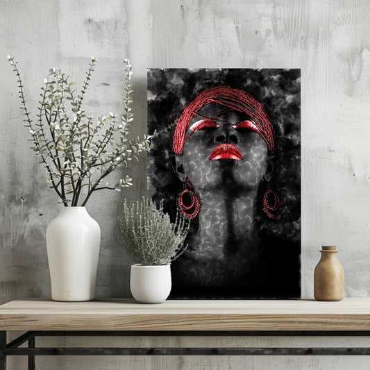 Red Turban Smoky Woman Aluminum Print