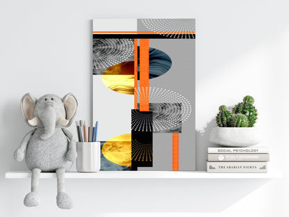 Orange Gold Geometric Circles Collage Aluminum Print