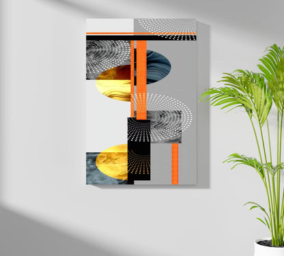 Orange Gold Geometric Circles Collage Aluminum Print