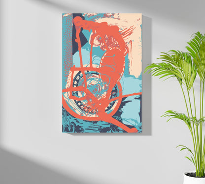 Coral Loop on Teal Abstract Aluminum Print