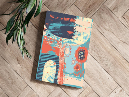 Navy Brushstroke Coral Shapes Abstract Aluminum Print
