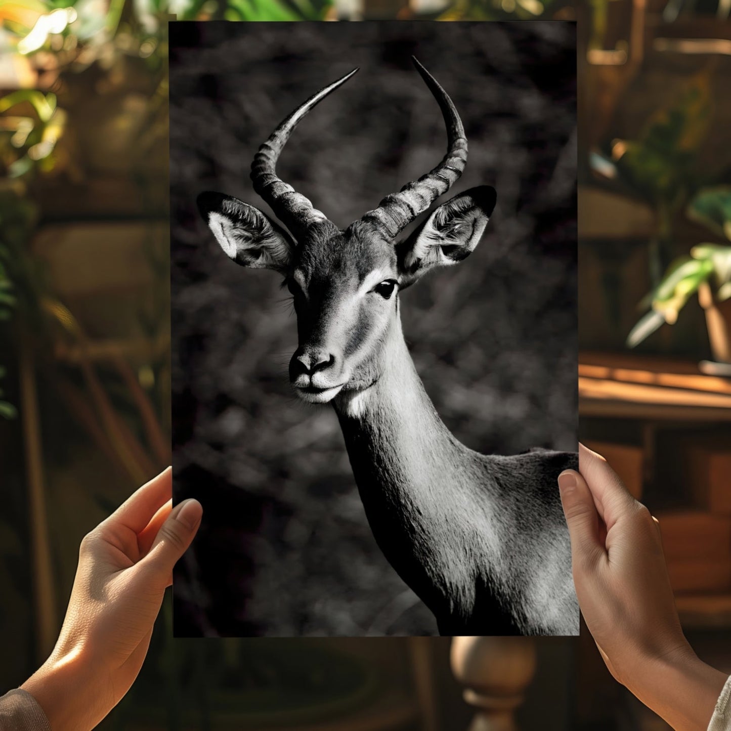 Black And White Impala Antelope Aluminum Print