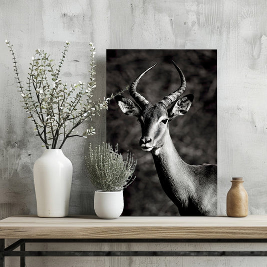 Black And White Impala Antelope Aluminum Print